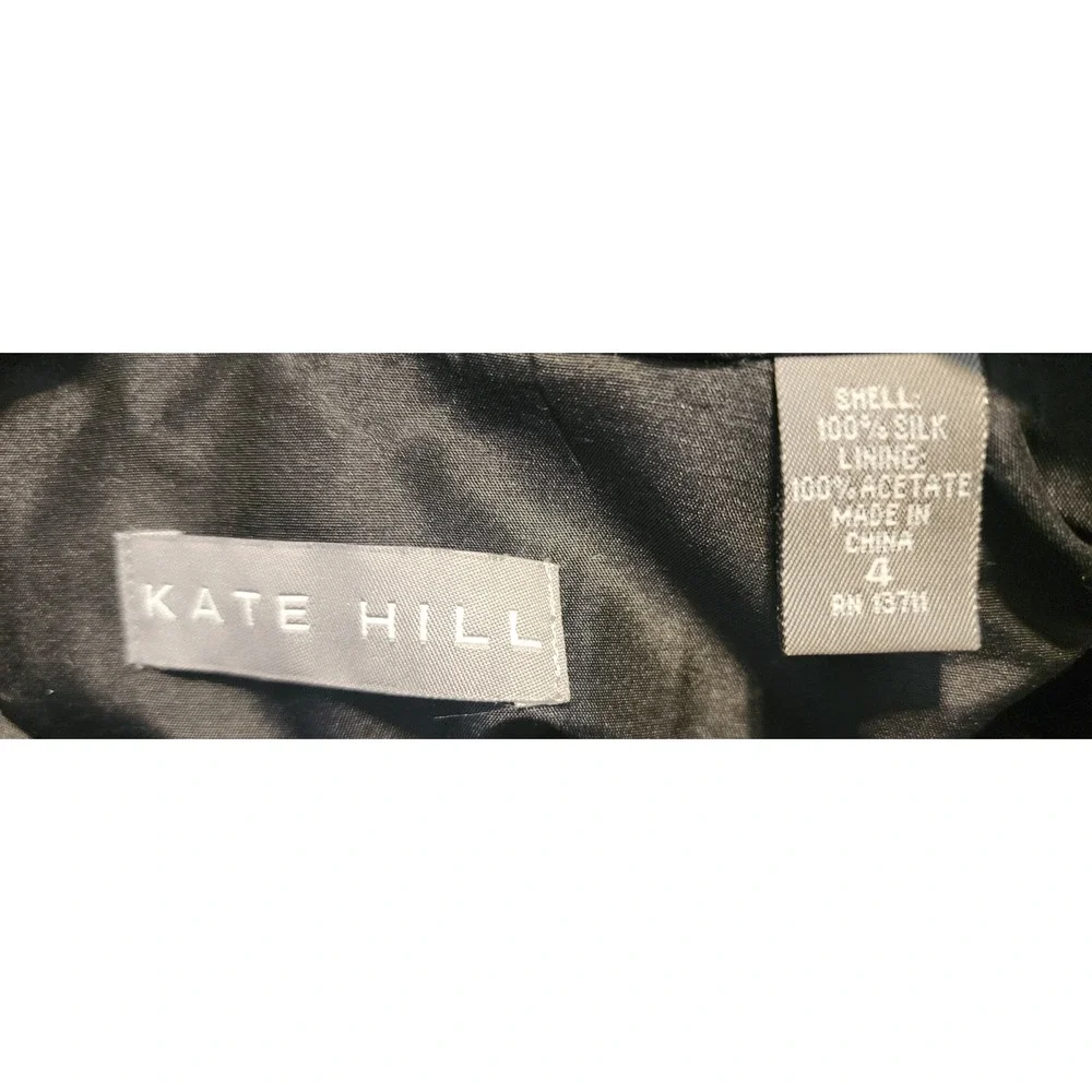 Kate Hill 100% Silk  Trench Coat Gray Black 3-Button Duster Jacket Size 4